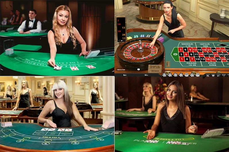 Antarmuka kasino live mobile dengan tampilan meja dan dealer
